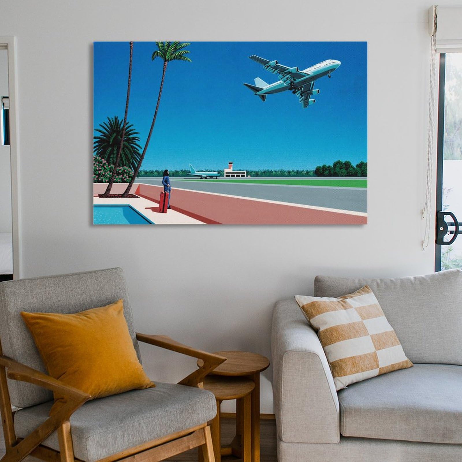 Amazon.co.jp: 画家永井博 夏の風景飛行機ポスター アートパネル